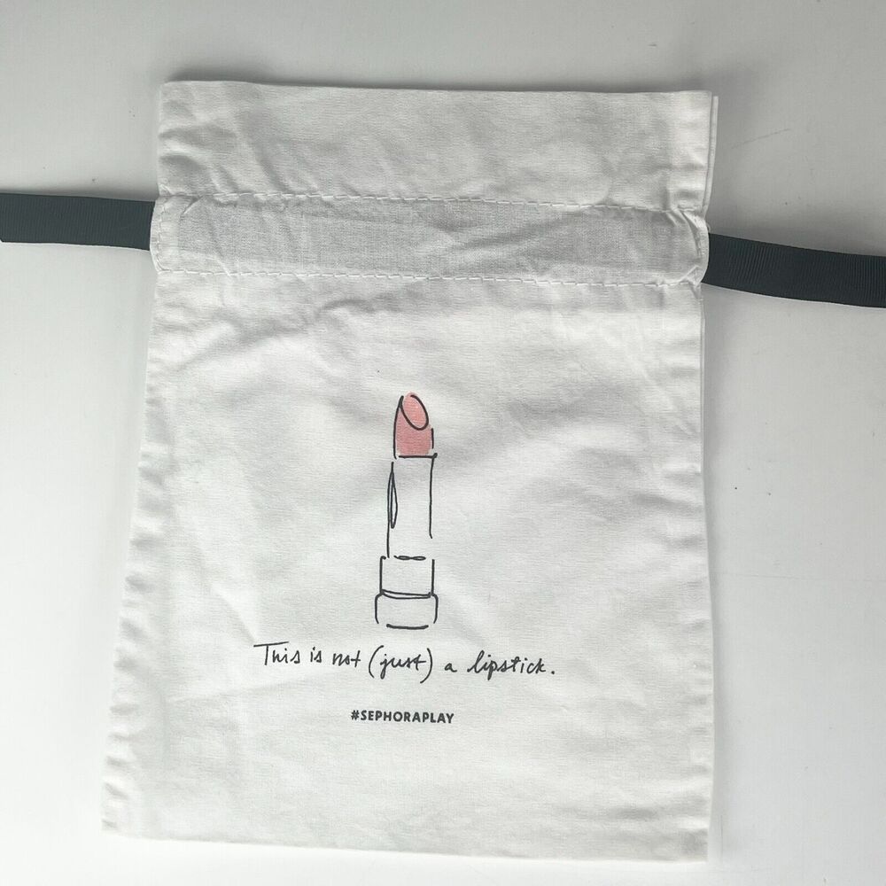 Sephora Not Just a Lipstick Drawstring Cloth MakeUp Delicates Travel Bag New